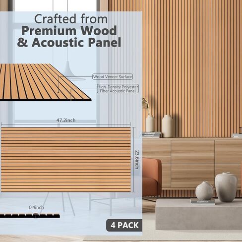 BUBOS 4 Pack Large Acoustic Panels,47.2"x23.6"Acoustic Wall Panels,Self-adhesive Sound Proof Panels for Walls,Decorative Soundproof Panels for Recording Studio&Office,Khaki in Saudi Arabia