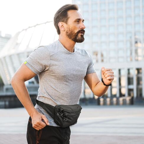 Men's Fanny Pack - Stylish and Durable Waist Bag with Adjustable Strap, Multiple Zippered Pockets, Lightweight and Secure Hip Pack for Travel, Outdoor Activities, and Everyday Use BLACK in Saudi Arabia