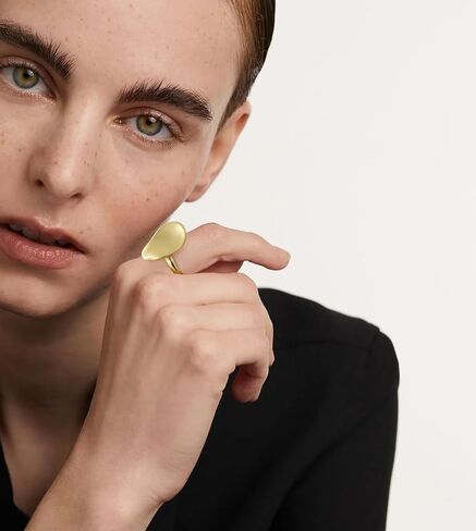 Aprilery Gold Rings for Women, Fashion Chunky Signet Statement Rings Gold Plated Band Ring Wide Metal Round Rings Cocktail Costume Jewelry Gifts for Her in Kuwait