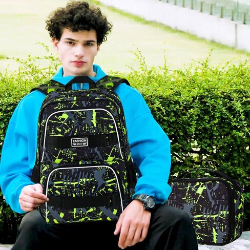Laptop Backpack, 16 Inch School Bookbag and Lunch Bag Set, Water Resistant Backpacks for Teens Girls Women Students in Kuwait