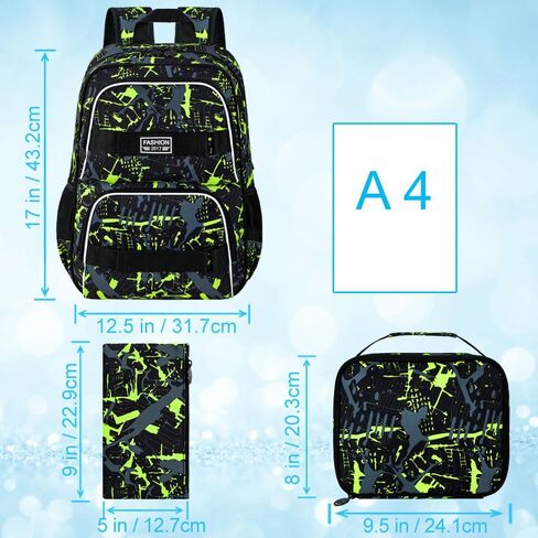 Laptop Backpack, 16 Inch School Bookbag and Lunch Bag Set, Water Resistant Backpacks for Teens Girls Women Students in Kuwait