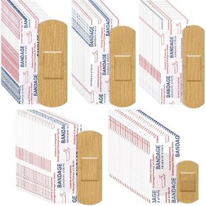 Supervitae 500 Pcs Adhesive Bandages Assorted Sizes Flexible Breathable Bandages Patch Bandages for Family First Aid Skin Wrap Finger Wound(Natural)