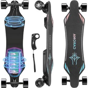 Caroma 38" Electric Skateboard with Remote, 1200W Brushless Motor, 28 Miles Range & 28Mph Top Speed, Max Load 300lbs, 9 Layer Maple Wood, Safety Luminous Sandpaper, Electric Longboard for Adults Teens