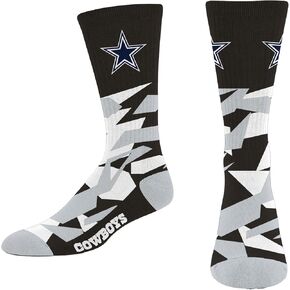 FBF - NFL Shattered Camo Adult Unisex Crew Socks Game Day Apparel - Dallas Cowboys