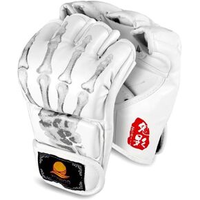 ZooBoo MMA Gloves, Half-Finger Boxing Fight Gloves MMA Mitts with Adjustable Wrist Band for Sanda Sparring Punching Bag Training (One Size Fits Most)