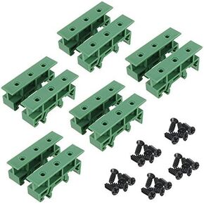 5 Sets PCB DIN Rail Mounting Adapter Circuit Board Mounting Bracket Holder Carrier Clips, for 35mm, 15mm DIN Rail (Green)