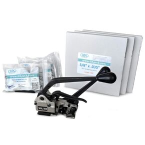 IDL Packaging Ultimate 5/8" x 600' Polyester (PET) Strapping Kit, 1400 lbs Break Strength – Portable Banding Kit with 3-in-1 Combination Tool – Enough Strapping and Seals for 300 Uses Before Refill