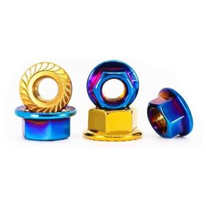 304 Stainless Steel Hexagonal Flange Nuts, Titanium-Plated Nuts, Flange Nuts, Gold-Plated Nuts, Burnt Blue Nuts, M4, M5, M6, M8, M10 (PVD Gold Plating, M5x0.8=10pcs)