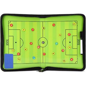 Soccer Coaching Board, Magnetic Soccer Clipboard for Coaches, Portable Strategy Football Coaches Board with Dry Erase, Marker Pen and Zipper Bag