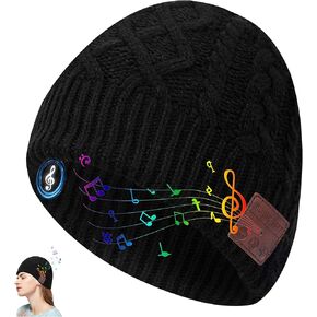 Bluetooth Beanie,Music Hat with Wireless Headphones,Built-in Microphone, Unique Tech Gift for Christmas Stocking Stuffer