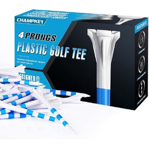 CHAMPKEY 4 Prongs Plastic Golf Tees 150 Pack Pure Version - 3 Line Marking System Golf Plastic Tees - Lower Friction and Longer Distance Golf Tees