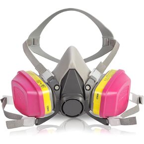 Half Facepiece Reusable Respirator Mask With 60923 Filters, Anti-Gases, Anti-Dust, Ideal For Painting, Sanding, Spraying, Chemicals, Woodworking, DIY, Medium