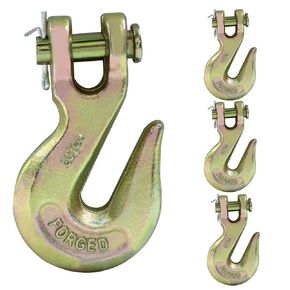 4 Pack 3/8" Clevis Grab Hooks Heavy Duty Forged Steel Safety Chain Hook 3/8 Inch U-Shaped Grab Hook for Trailer Truck Transport (7500 Lbs Capacity)
