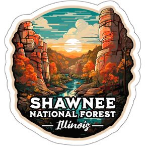 Shawnee National Forest Illinois Sticker Travel Weatherproof Souvenir Decal Vinyl Small Waterproof for Water Bottle Mug Passport Notebook Laptop Computer Phone Car Stickers Size 4" ID44990