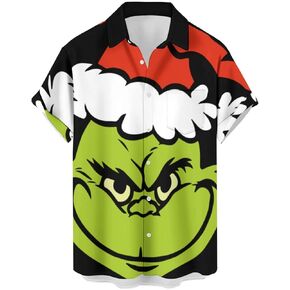 OCSTRADE Men's Shirts Short Sleeve Santa Button Down Hawaiian Floral Shirts Vacation Beach Plus Size Shirts