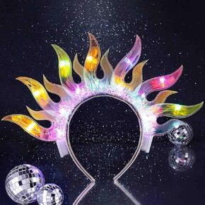 DRESBE Light Up Headband LED Fire Headbands Flame Hair Hoop Party Prom Rave Hair Accessories for Women (Yellow Light) in Kuwait