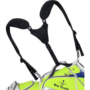 BIG TEETH Golf Bag Strap,Adjustable Padded Bag Strap Replacement,Golf Double Shoulder Bag Straps with 4Pcs Rotate Hooks (for Golf Bag with 3 D-Rings)