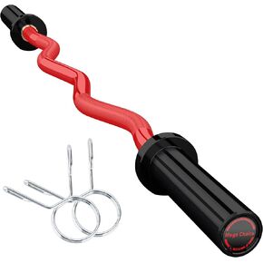 47" Olympic EZ Curl Barbell Bar, 500lb Capacity EZ Curl Bar for Weight Lifting, Biceps, triceps, Back/Leg Muscle Group exercise,Chrome Curling Bar Fit 2" Standard Weights - 2 Spring Collars