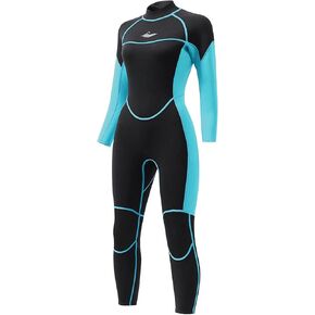 3mm Full Wetsuit for Women - Neoprene Dive Skin Back Zip Scuba Diving Suit One Piece Wet Suits Full Body Rash Guard for Diving Snorkeling Surfing Swimming, Small