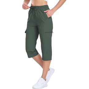 MoFiz Women's Cargo Hiking Pants with Pockets Athletic Capris Pants for Women Quick Dry Lightweight Water Resistant