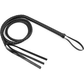 6.2 Ft Adult Western Whip Leather Black Whip Halloween Stage Show Props 6.2 Inch Handle