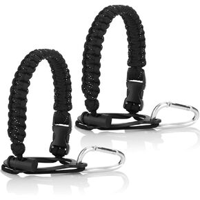 Accmor 2PCS Paracord Water Bottle Handle for 12oz to 64oz Older Version Wide Mouth Hydro Flask, Bottle Accessories Paracord Strap Carrier Assembled with Safety Ring and Carabiner for Hiking