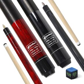 Pool Cues Set of 2, 58 Inch Pool Sticks for Adults, 2-Piece House Bar Billiard Cue Sticks at 2 Different Colors and Weights, Pool Table Sticks for Men Women