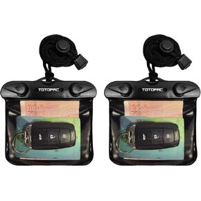 2Pack Waterproof Car Key FOB Pouch Floating Wallet Case for Remote Keys ID Credit Card Cash Money Submersible Dry Bag Holder (2, Black + Black)