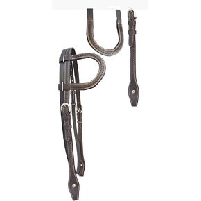 Horse Tack Genuine Equesterian Top Grain Brown Leather Western One Ear Headstall Bridle with Hand Braided Brown Rawhide