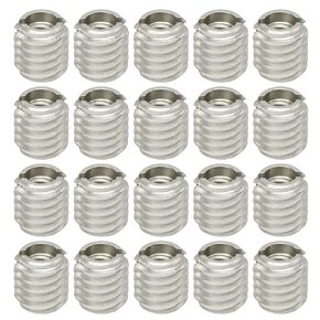 Strong and Sharp Threaded Insert for Hard-Wood, 1/4-20 Internal Threads, 0.5" Length, 20 Packs, 303 Stainless Steel Threaded Insert for Plywood, Hardwoods and Composites, Installing Tool not Included