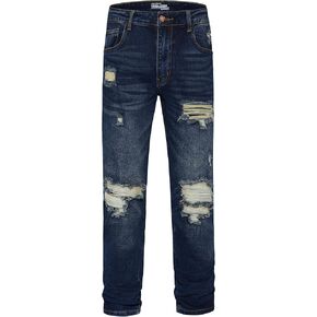 Men's Stretch Regular Fit Straight-Leg Cotton Fashion Comfort Flex Waist Denim Pants Jeans
