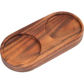 Salt and Pepper Mill Tray, Acacia Wood Tray, Pepper Mill Holder & Rest (Inner Dia 2.5 Inch) fit Many Mills & Shakers, Salt & Pepper Grinder Accessories, Kitchen Storage Holder…