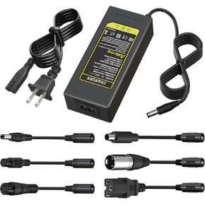 54.6V 2A Fast Battery Charger with 6 Plugs, Universal Battery Replacement Charger for 13S 48V Lithium Battery, Compatible with Jetson, Gotrax, Razor, Ninebot, Segway, Swagtron, Hiboy and More
