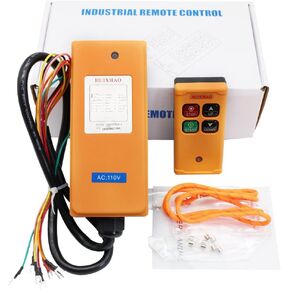HUIHXAO Hoist Accessories AC 110V 4 Button Wireless Crane Remote Control - Industrial Grade Radio Remote Controller,Transmitter and Receiver,PA66 Corrosion-Resistant Material