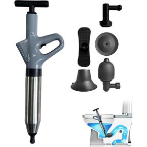 Toilet Plunger Unclogging Tool - High-Pressure Air Snake Blaster & Drain Unclogger Pipe Dredger for Bathroom Sink Floor - Heavy Duty Multi-Drain Clog Remover Pneumatic Pump Gun for Plumbing Issues