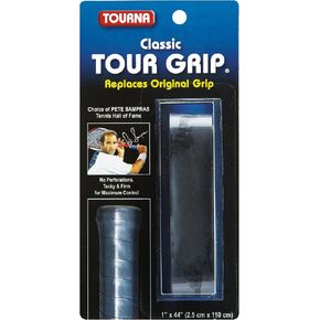Tourna Classic Tour Grip Smooth Tennis Grip, Black, White, CTG-BK-N