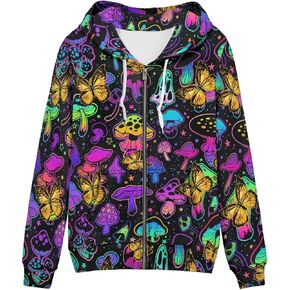 Zip Up Hoodie Women Oversize Hooded Sweatshirt, Causal Pullover Cardigan Drawstring Hoodies with Pockets