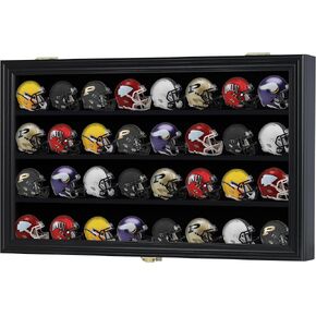 Display Case Cabinet Holders Rack for Pocket Size Mini Football Helmets Baseball Mini Helmets & Building Block Toy Minifigures (Black)