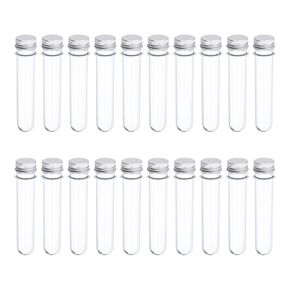 YOKIVE 200Pcs 45ml Plastic Test Tube with Screw Caps, Aluminum Lid | Great for Home Decorations, Lab, Daily Use (Clear, 140x25mm)