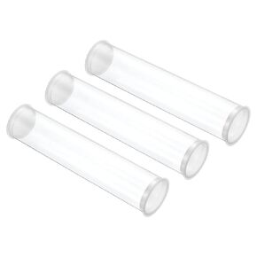 PATIKIL 7.9"L x 1.7"Dia Clear Storage Tubes, 3Pcs PC Plastic Transparent Hollow Round Rigid Tube with Cap for Beads Bath Salt Container Wedding Party Favors