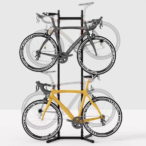 Urban Deco 2-4 Bike Storage Rack Garage Max154lbs, Freestanding Indoor Bicycle Rack with Adjustable Hooks, Vertical Bike Floor Stand for Road, Mountain and Hybrid Bike, Black