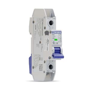 Westinghouse UL 489 AC Miniature Circuit Breaker, 8 Amp, Single Pole, C Curve, 10kA, 277V AC, 60V DC, Non-Polarized, UL Listed, DIN Rail Breaker with Thermal Magnetic Trip