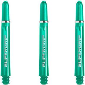 Harrows Supergrip Medium Dart Shafts, Polycarbonate Stems, Machined Rings, Jade Green (3 Sets)