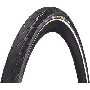 Continental Contact Plus City Bike Tire - Clincher, Wire, Black/Reflex, SafetyPlus Breaker, E50, 26" / 27.5" / 700 Sizes