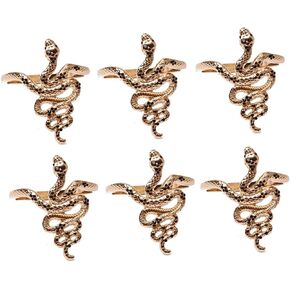 Napkin Rings Set of 6, Snake Cobra Napkin Ring Holder Animal Serviette Buckle Holders Holiday Daily Family Gathering Everyday Use Hotel Dining Table Centerpieces Decor