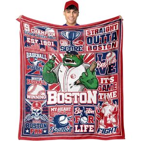 Boston Baseball Gifts for Men, Red Baseball Blanket, Baseball Players Coach Gifts for Fans, Baseball Stuff Blanket Throws 60"x 50" Christmas.