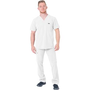 Banu Mens Scrubs Set - Stretch V-Neck Top & Straight Leg Pant with Drawstring Waistband, 11 Pockets