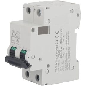 Walfront 2P 250V Low Voltage DC Miniature Circuit Breaker for Solar Panels Grid System Din Rail Mount C65H-DC Breaker DC Circuit Amp Solar Double Pole (32A)