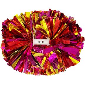 Cheerleading Pom Poms with Baton Handle, 12" Metallic Cheer Pom Poms for Girls Adults Kids School Team Sports, Graduation Dances