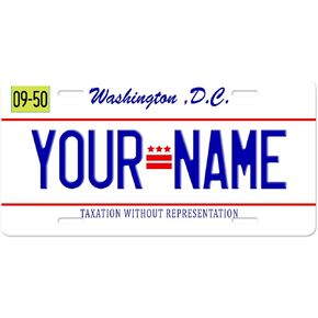 Bleu Reign Personalized License Plate Sign - Washington DC, Add Custom Name (6x12in)
